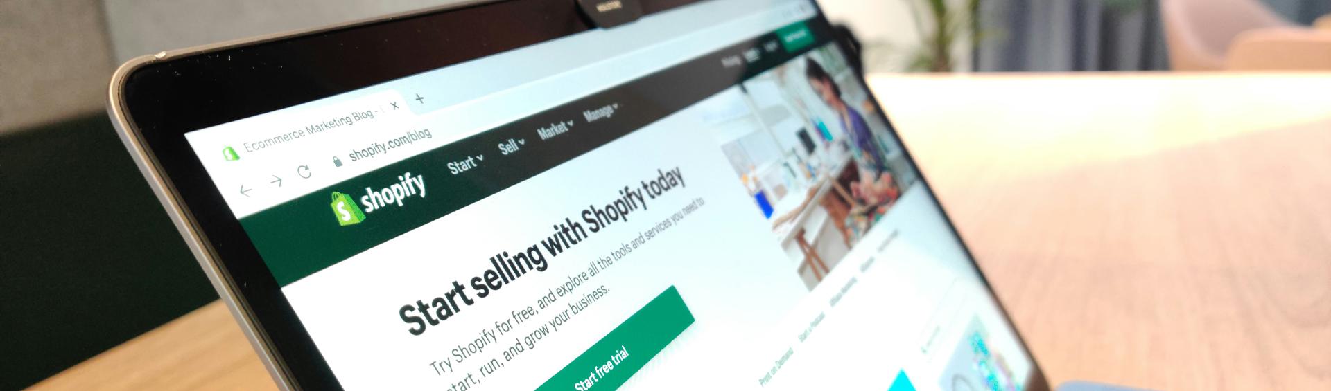 Shopify software on a laptop