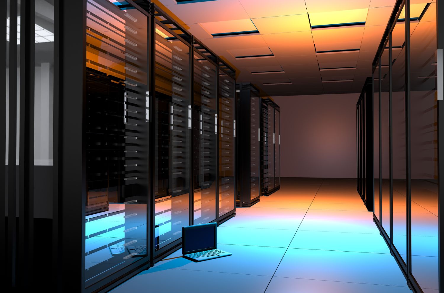 Website hosting servers hallway