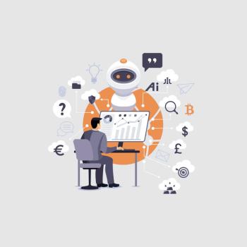 Image of Illustration of person searching with AI